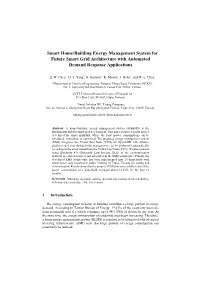 Smart Home/Building Energy Management System for Future Smart Grid Architecture with Automated Demand Response Applications