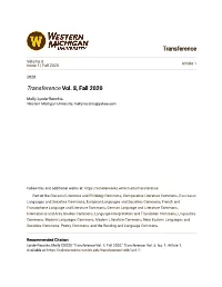 Transference&lt;/Em&gt; Vol. 8, Fall 2020