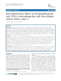 (TTA) in Macrophage-Like Cells from Atlantic Salmon (Salmo Salar L.) Fabian Grammes1,2 and Harald Takle2,3*