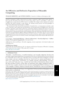 92 an Offensive and Defensive Exposition of Wearable Computing