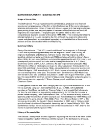 Bartholomew Archive: Business Record