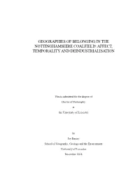 Geographies of Belonging in the Nottinghamshire Coalfield: Affect, Temporality and Deindustrialisation