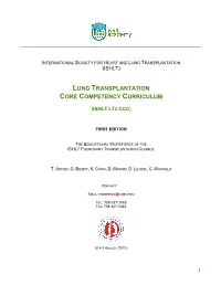 Lung Transplantation Core Competency Curriculum