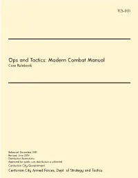 Ops and Tactics: Modern Combat Manual Core Rulebook