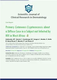 Primary Cutaneous Cryptococcosis: About a Diffuse Case in a Subject Not Infected by HIV in West Africa