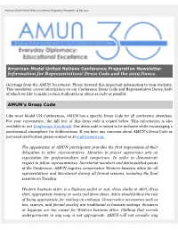 AMUN Dress Code & the Representative Dance