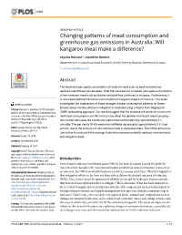 Changing Patterns of Meat Consumption and Greenhouse Gas Emissions in Australia: Will Kangaroo Meat Make a Difference?