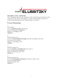 Checklist of the Exhibition Checklist of the Exhibition Note: All Objects Are