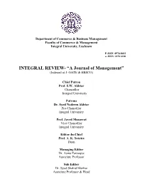 INTEGRAL REVIEW- “A Journal of Management” (Indexed at J -GATE & EBSCO)