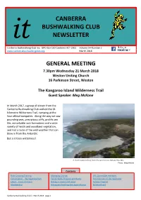 It CANBERRA BUSHWALKING CLUB NEWSLETTER