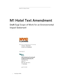 M1 Hotel Text Final Scope of Work