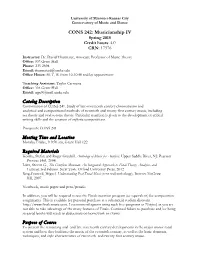 Musicianship IV Syllabus