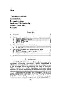 Note a Delicate Balance: Extradition, Sovereignty, and Individual Rights