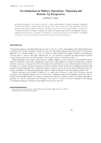 On Adaptation in Military Operations: Tinkering and Bottom–Up Perspectives