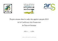Projets Retenus Dans Le Cadre Des Appels À Projets 2019 De La Conférence Des Financeurs De Tarn-Et-Garonne
