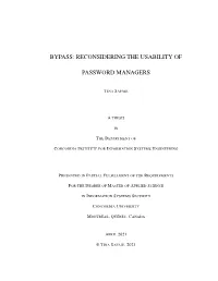 Reconsidering the Usability of Password Managers