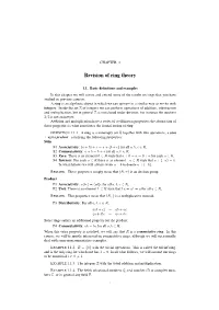 Revision of Ring Theory