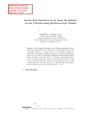 Secure Fast Handover in an Open Broadband Access Network Using Kerberos-Style Tickets