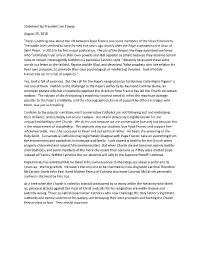 Statement by President Jim Towey August 29, 2018 There Is Nothing New About the Rift Between Pope Francis and Some Members of Th