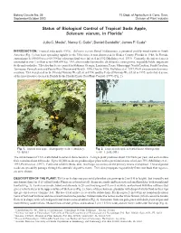 Status of Biological Control of Tropical Soda Apple, Solanum Viarum, in Florida1