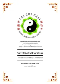 Tai Chi Bali Certification Courses