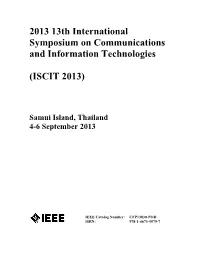 2013 13Th International Symposium on Communications and Information Technologies