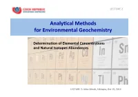 Analy&Cal(Methods( For(Environmental(Geochemistry(