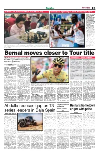 Bernal Moves Closer to Tour Title
