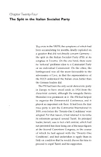 Chapter Twenty-Four the Split in the Italian Socialist Party