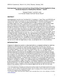Hydrogeologic Lessons Learned from Deep Drilling Projects Applied to Deep Borehole Disposal of Radioactive Wastes – 16133
