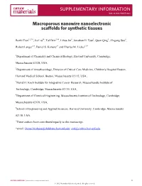 Macroporous Nanowire Nanoelectronic Scaffolds for Synthetic Tissues Macroporous Nanowire Nanoelectronic Scaffolds for Synthetic Tissues
