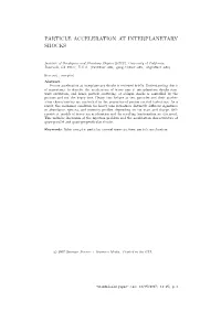 Particle Acceleration at Interplanetary Shocks