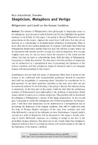 Skepticism, Metaphors and Vertigo : Wittgenstein and Cavell on The