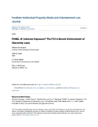 The FCC's Recent Enforcement of Obscenity Laws