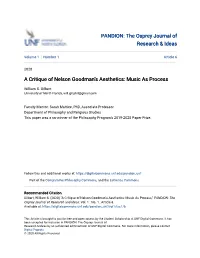 A Critique of Nelson Goodman's Aesthetics: Music As Process