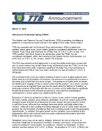 Advisory on Underwater Aging of Wine