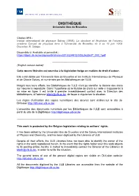 DIGITHÈQUE Université Libre De Bruxelles