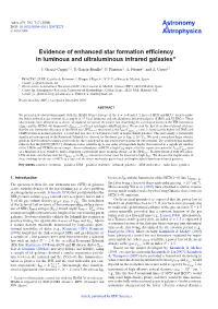 Evidence of Enhanced Star Formation Efficiency in Luminous And