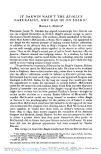 If Darwin Wasn't the Beagle's Naturalist, Why Was He on Board?