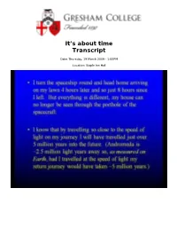 It's About Time Transcript