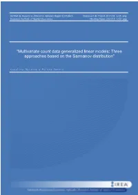 “Multivariate Count Data Generalized Linear Models: Three Approaches Based on the Sarmanov Distribution”