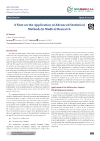A Note on the Application of Advanced Statistical Methods in Medical Research