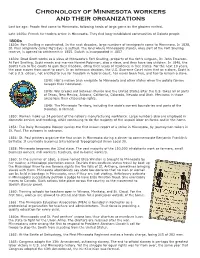 Chronology of Minnesota Workers and Their Organizations
