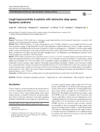 Cough Hypersensitivity in Patients with Obstructive Sleep Apnea Hypopnea Syndrome