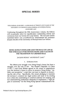 Hong Kong's Endgame and the Rule of Law (I): the Struggle Over Institutions and Values in the Transition to Chinese Rule