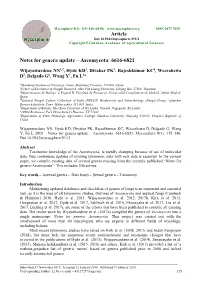 Notes for Genera Update – Ascomycota: 6616-6821 Article