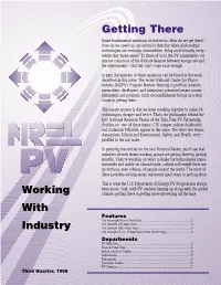 NREL PV: Working with Industry, Third Quarter 1998