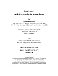 Survivance: an Indigenous Social Impact Game