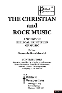 THE CHRISTIAN and ROCK MUSIC