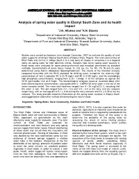 Analysis of Spring Water Quality in Ebonyi South Zone and Its Health Impact 1J.N